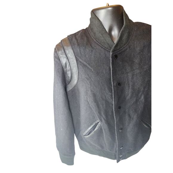 Saint Laurent Teddy Jacket Mens 52 Large Bomber Ribbed Collar Italy Paris Snap - Picture 8 of 16